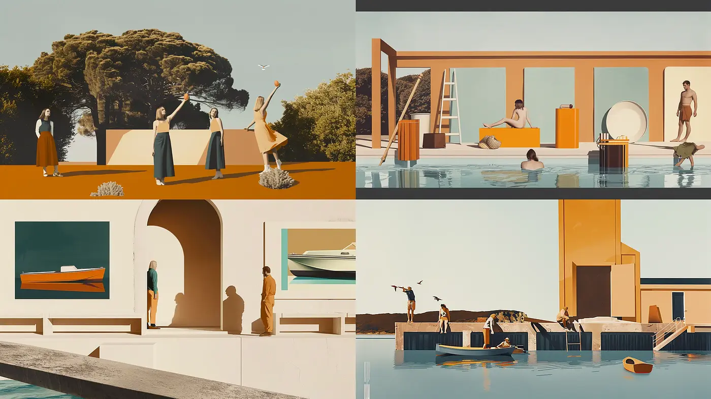 Warm Tones in Stylized Modern Serenity - Midjourney sref style