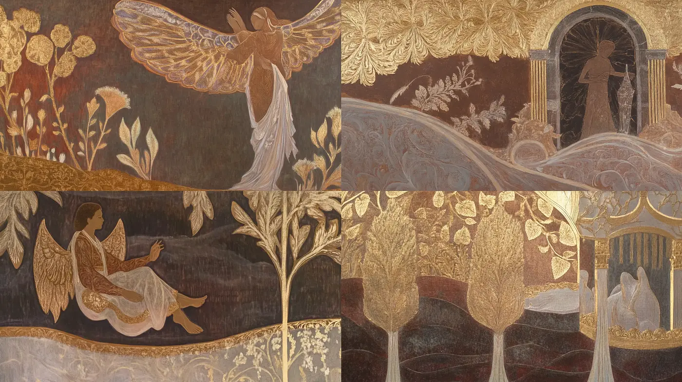 Ethereal Gilded Ornamentation in Symbolist Style - Midjourney sref style
