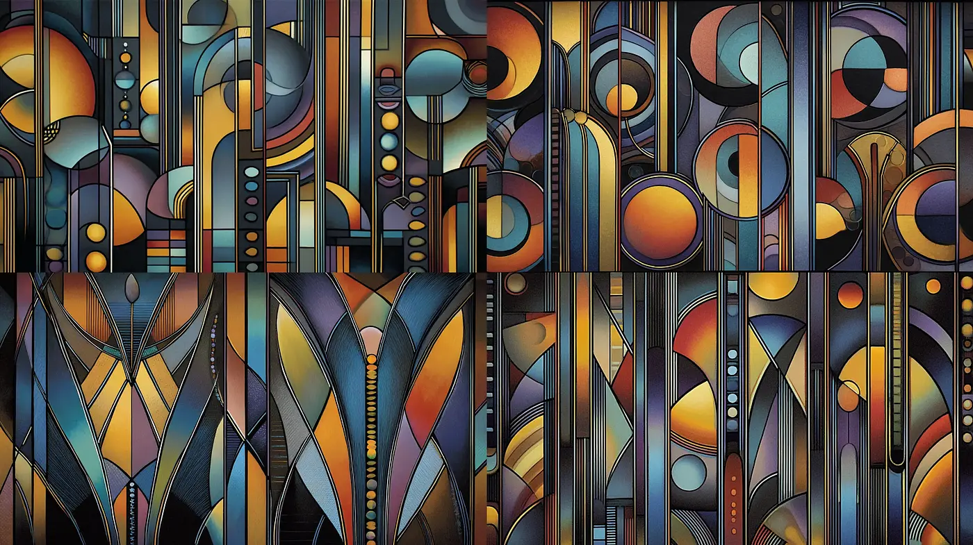 Geometric Mid-Century Modern Design with Depth and Rhythm - Midjourney sref style