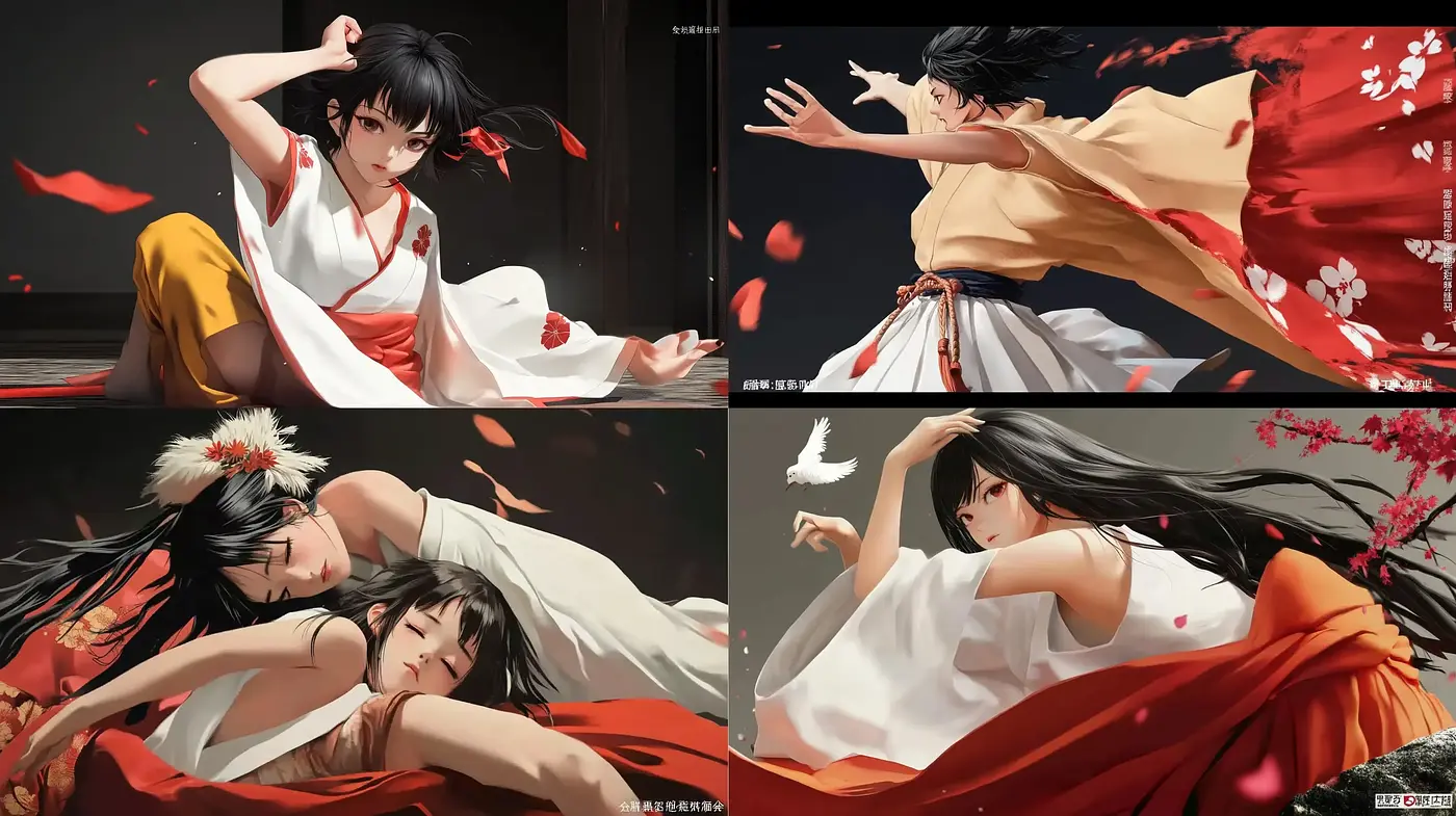 Ephemeral Elegance in Dynamic Anime Motion - Midjourney sref style