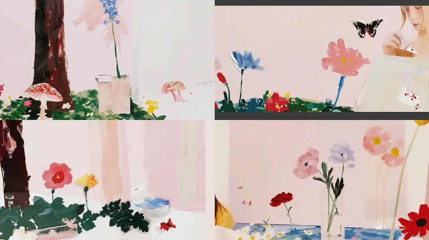 Whimsical Floral Abstractions with a Soft Palette - Midjourney sref style