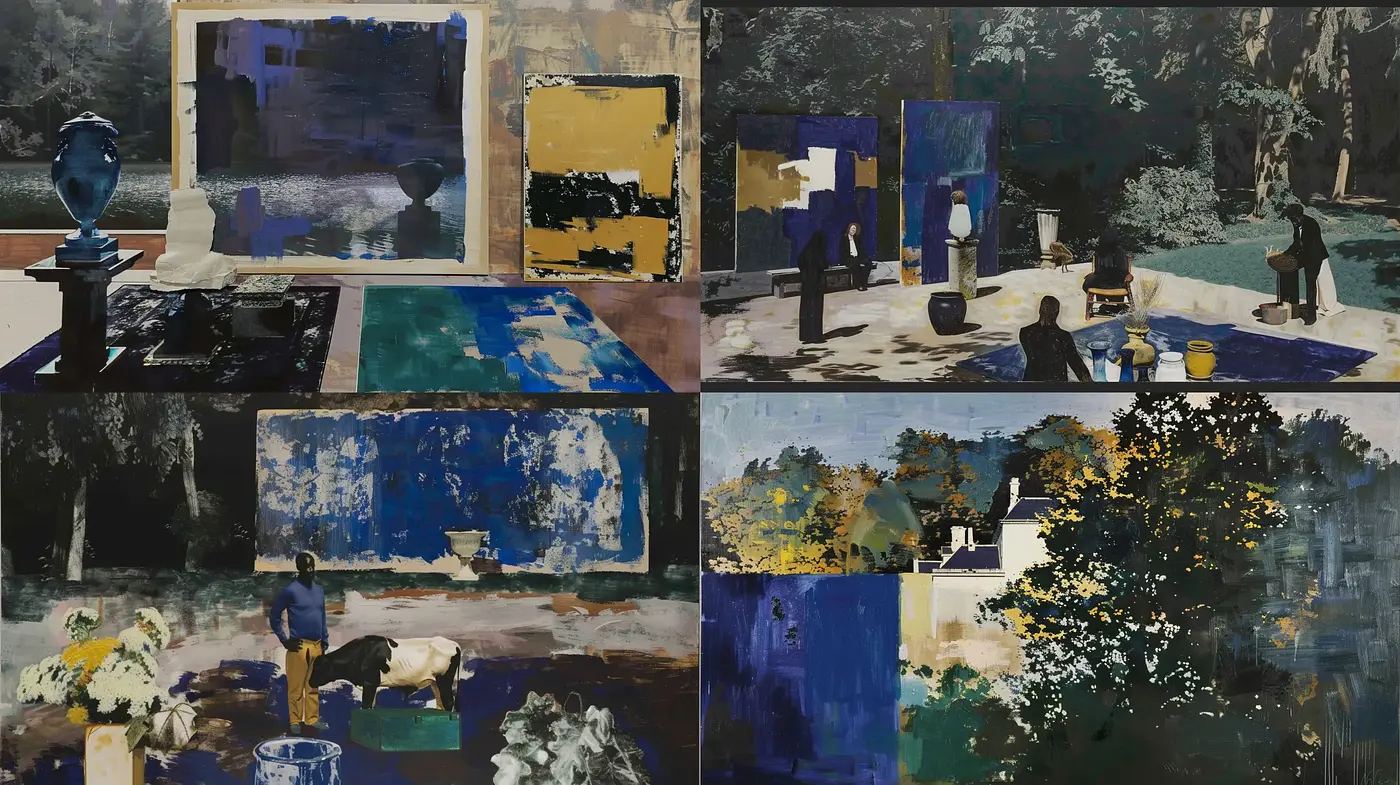 Contemporary Textured Nocturnes in Earthy and Blue Hues - Midjourney sref style