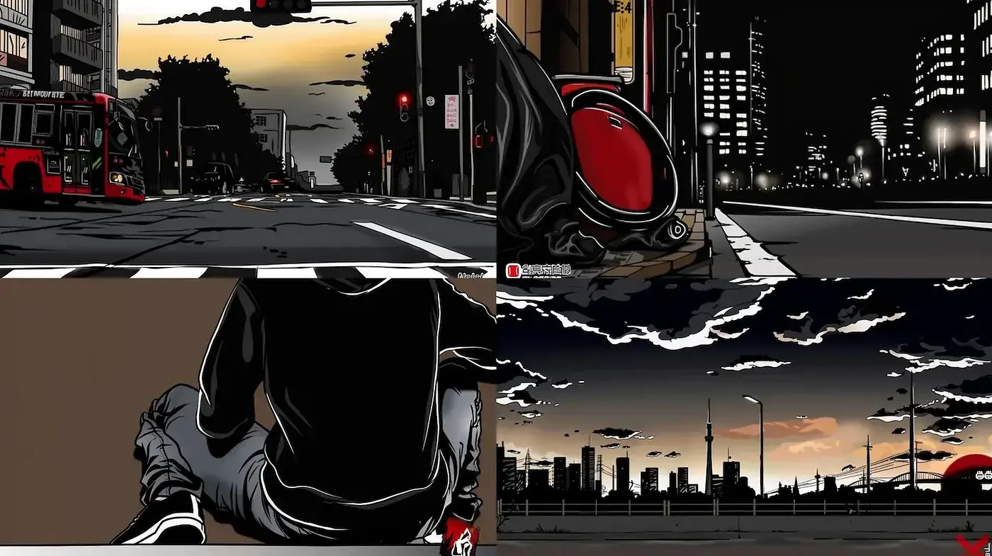 Urban Noir with Dramatic Sky and Graphic Contrast - Midjourney sref style