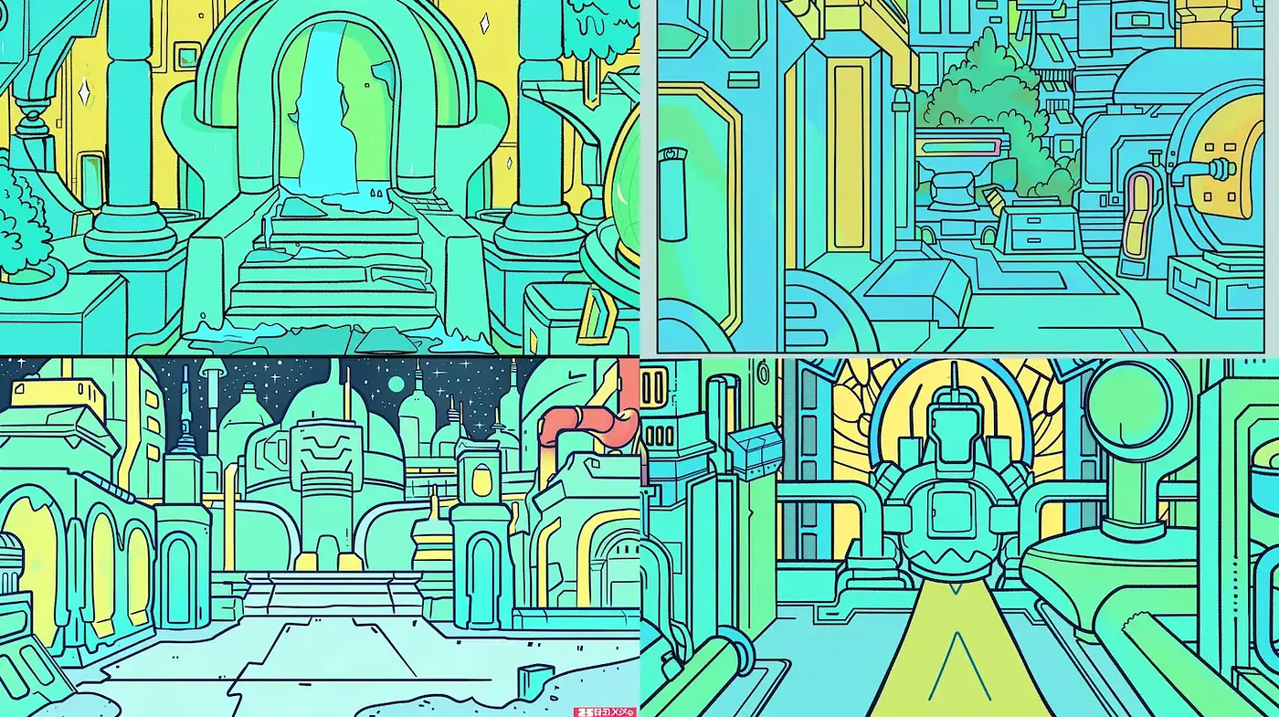 Futuristic and Geometric with a Playful Aesthetic - Midjourney sref style