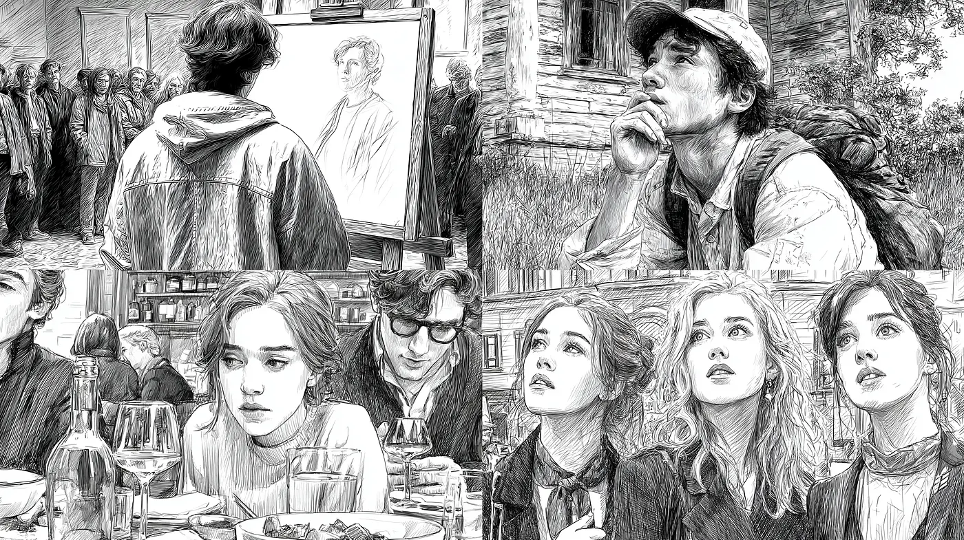 Monochromatic Vintage Style with a Hint of Expressionism - Midjourney sref style