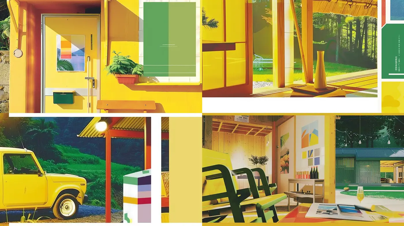 Luminous Retro-Futuristic Nostalgia in Yellow and Green - Midjourney sref style