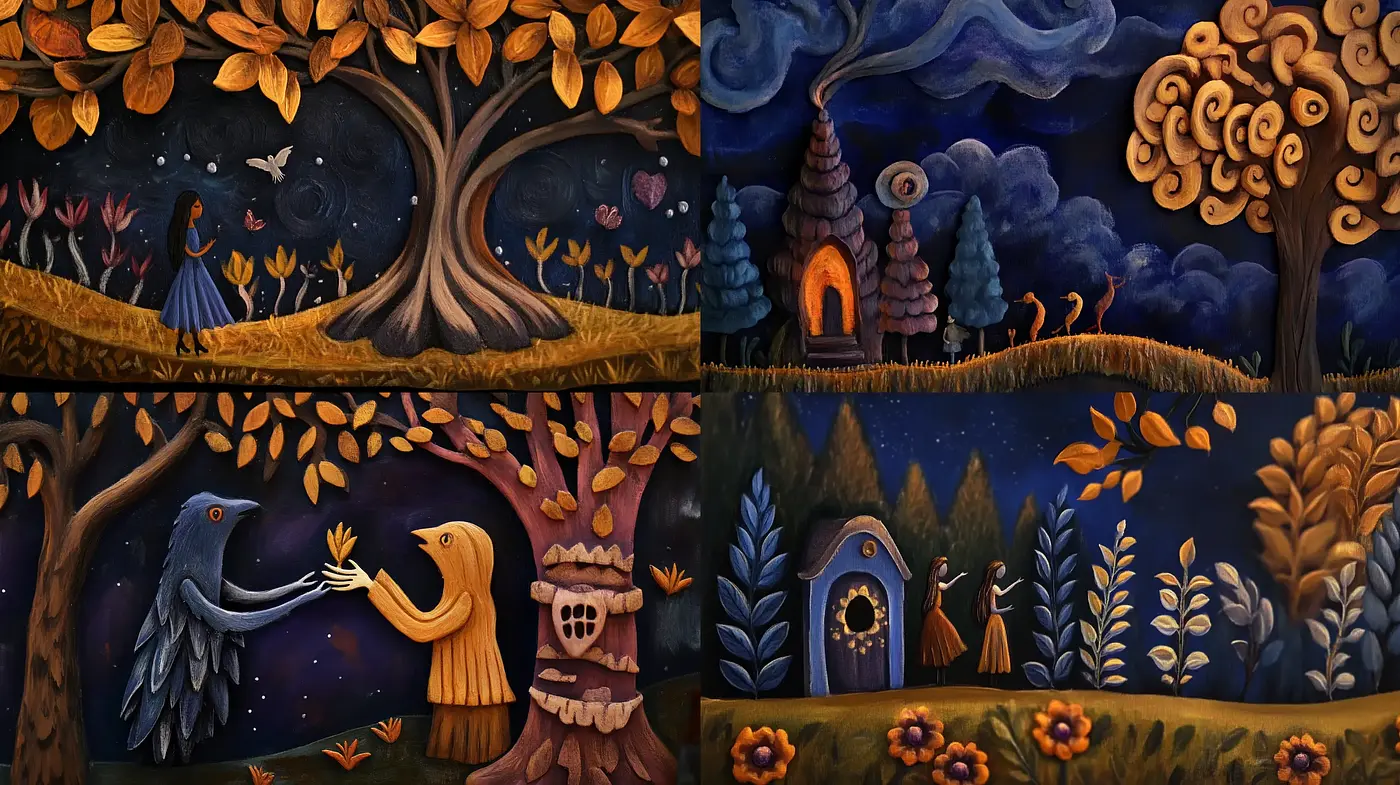 Enchanted Nocturne: A Mystical Folkloric Night - Midjourney sref style