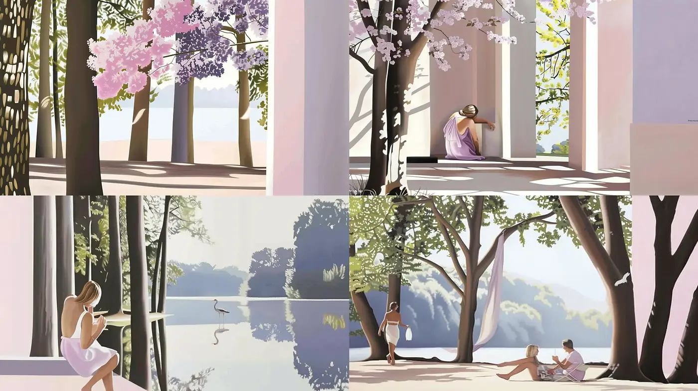 Serene Reflections of Nature and Solitude - Midjourney sref style