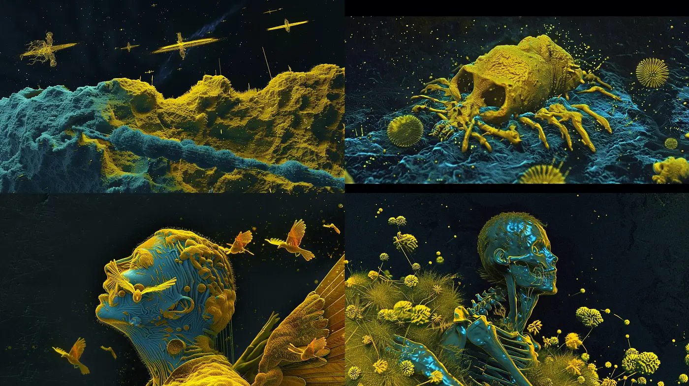 Bioluminescent Dreamscapes in Surreal Hues and Textures - Midjourney sref style