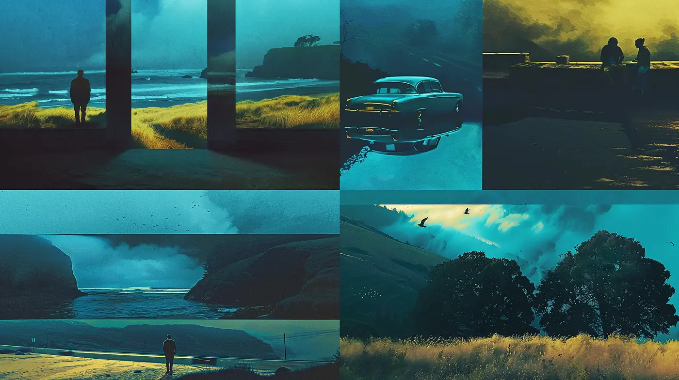 Mystic Hues of Twilight: A Cinematic Journey through Surreal Landscapes - Midjourney sref style