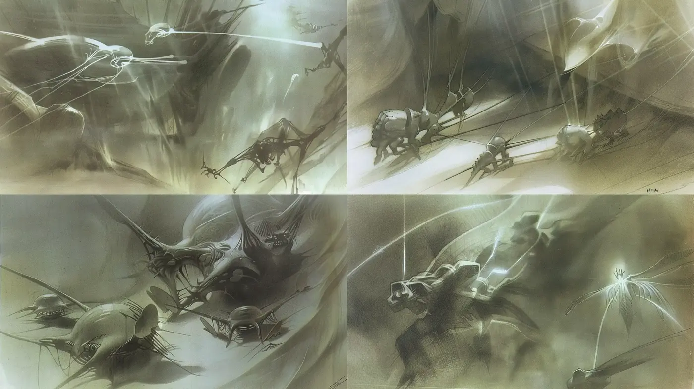 Ethereal Monochrome Dreamscape Illustration - Midjourney sref style