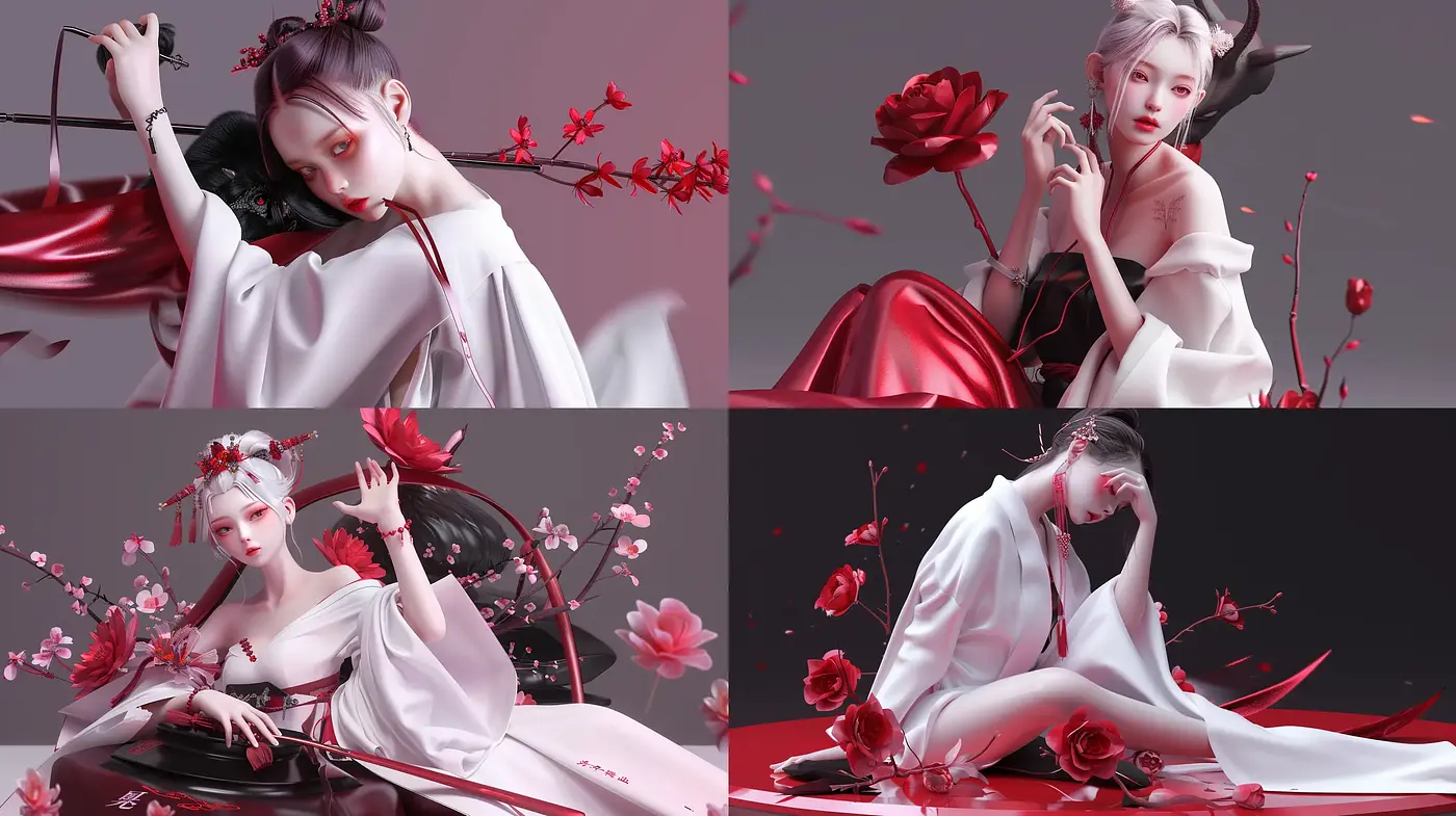Ethereal Elegance in Monochromatic Cherry Blossoms - Midjourney sref style