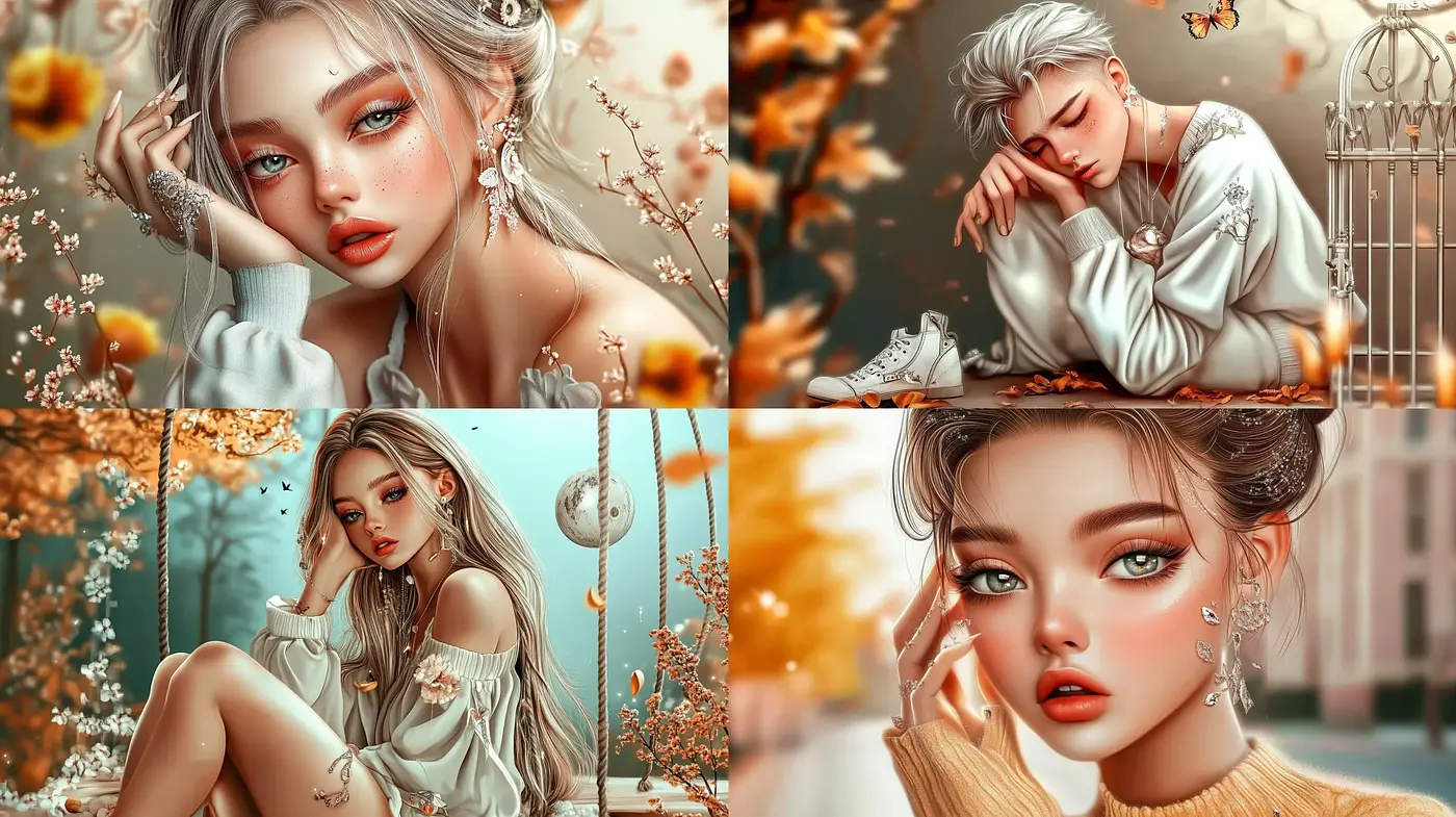 Autumnal Hues and Ethereal Glow in Surreal Portraiture - Midjourney sref style