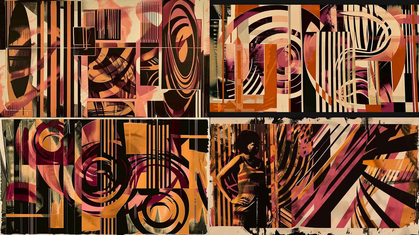 Geometric Abstraction in Warm Sepia Tones - Midjourney sref style