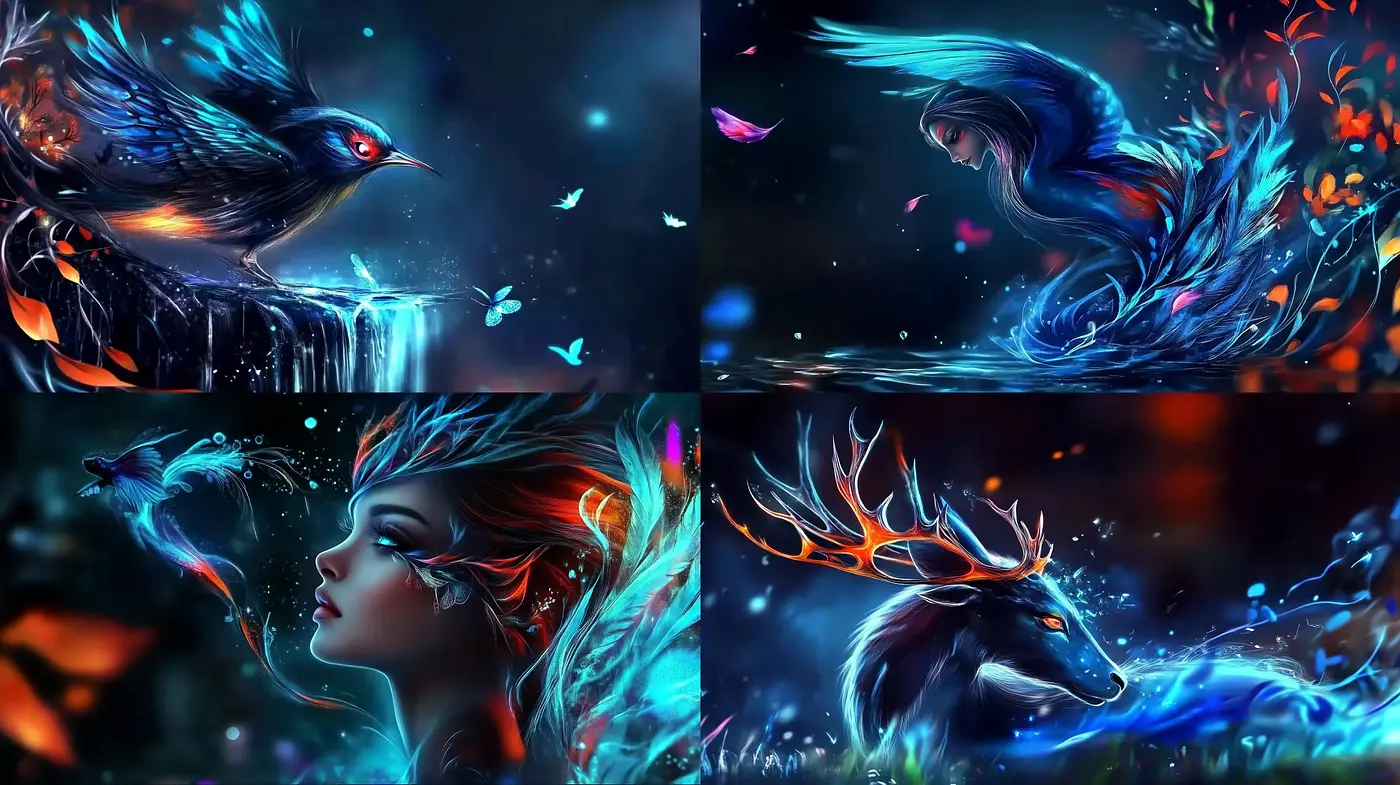 Luminous Ethereal Fantasy: A Vivid Portrayal of Enchanted Beings and Nature - Midjourney sref style