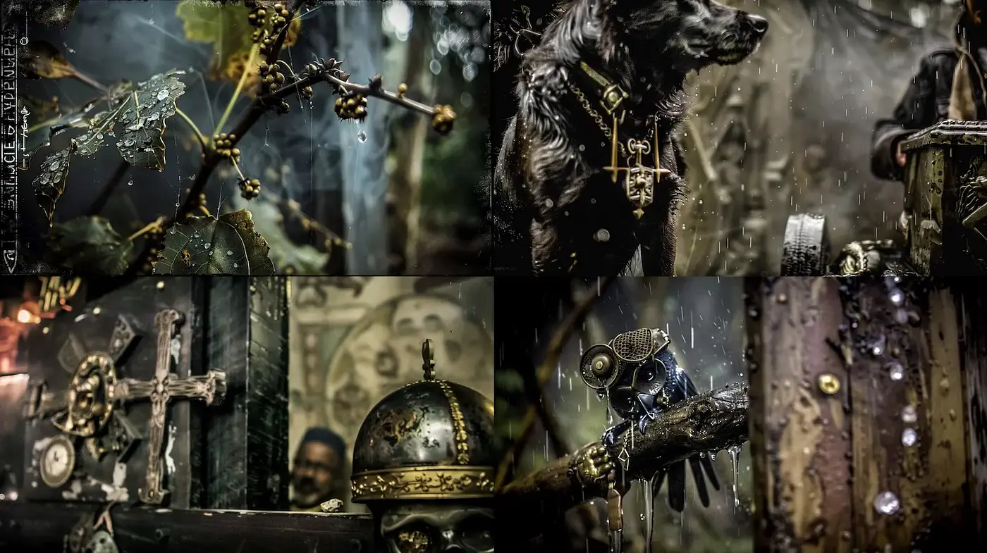 Mysterious and Enigmatic Steampunk Aesthetic with Dark, Atmospheric Undertones - Midjourney sref style