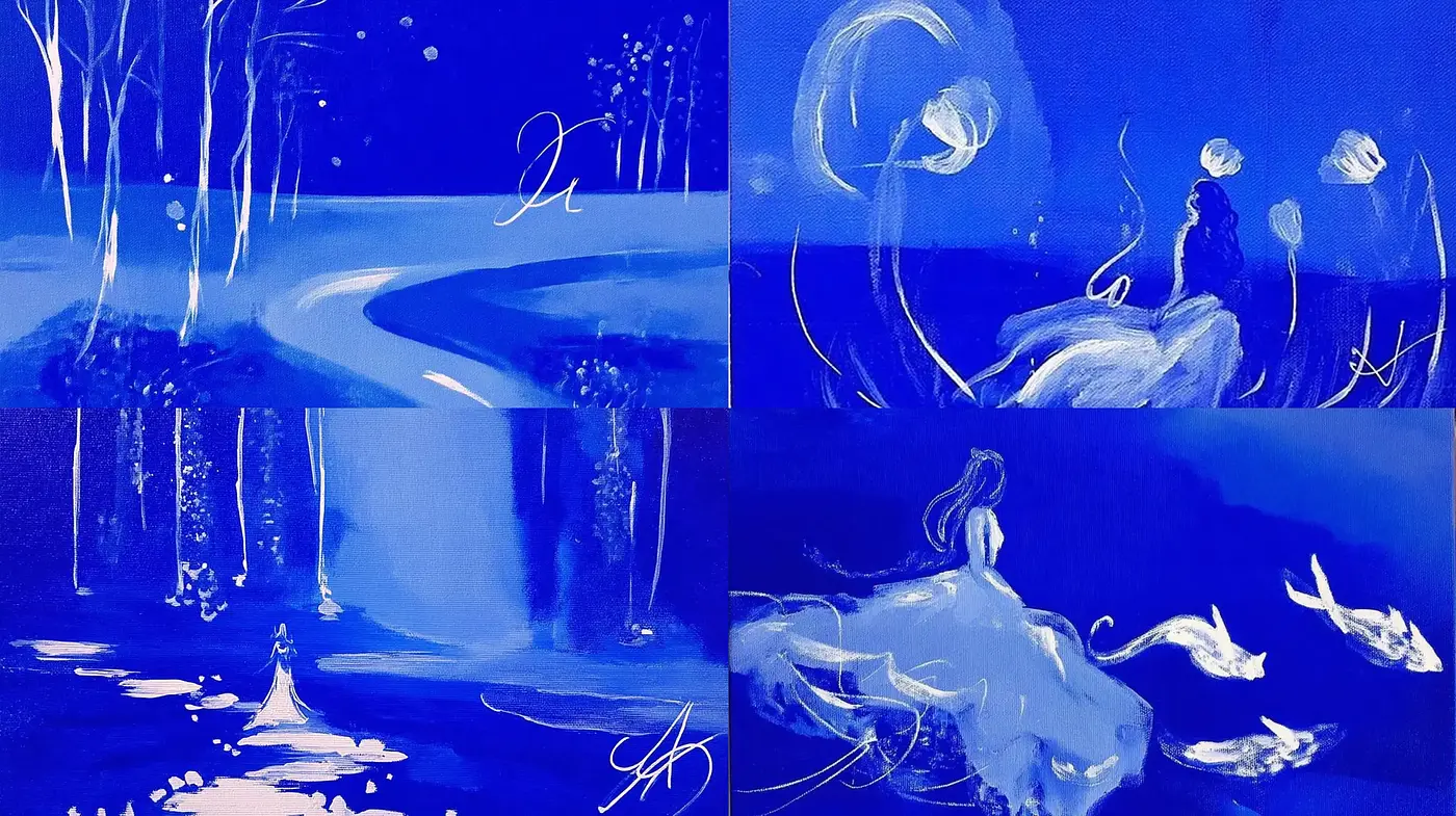 Dreamlike Blue Hues with Ethereal Brushwork - Midjourney sref style
