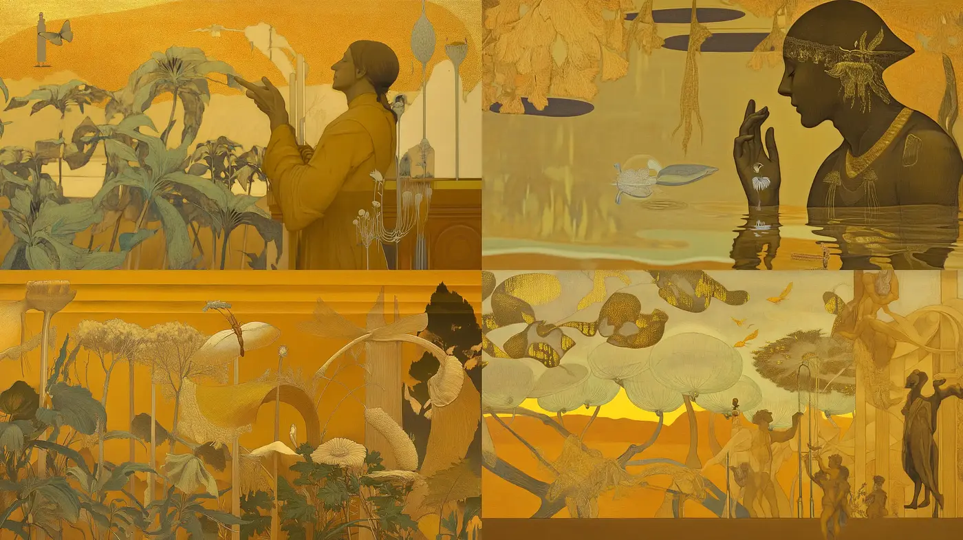 Autumnal Reverie in Art Nouveau - Midjourney sref style