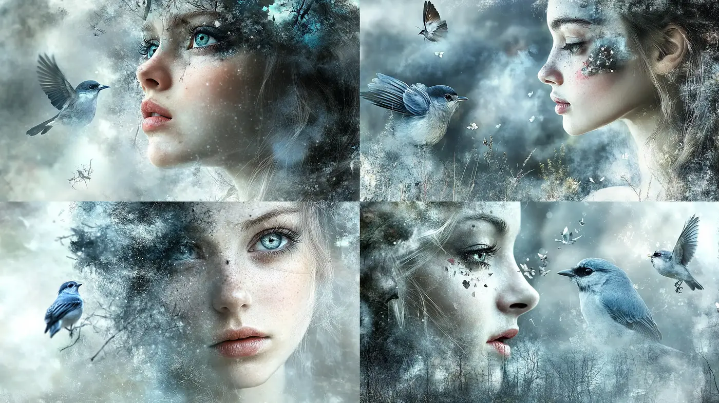 Ethereal Frostbound Elegance: A Wintry Dreamscape Fusion - Midjourney sref style