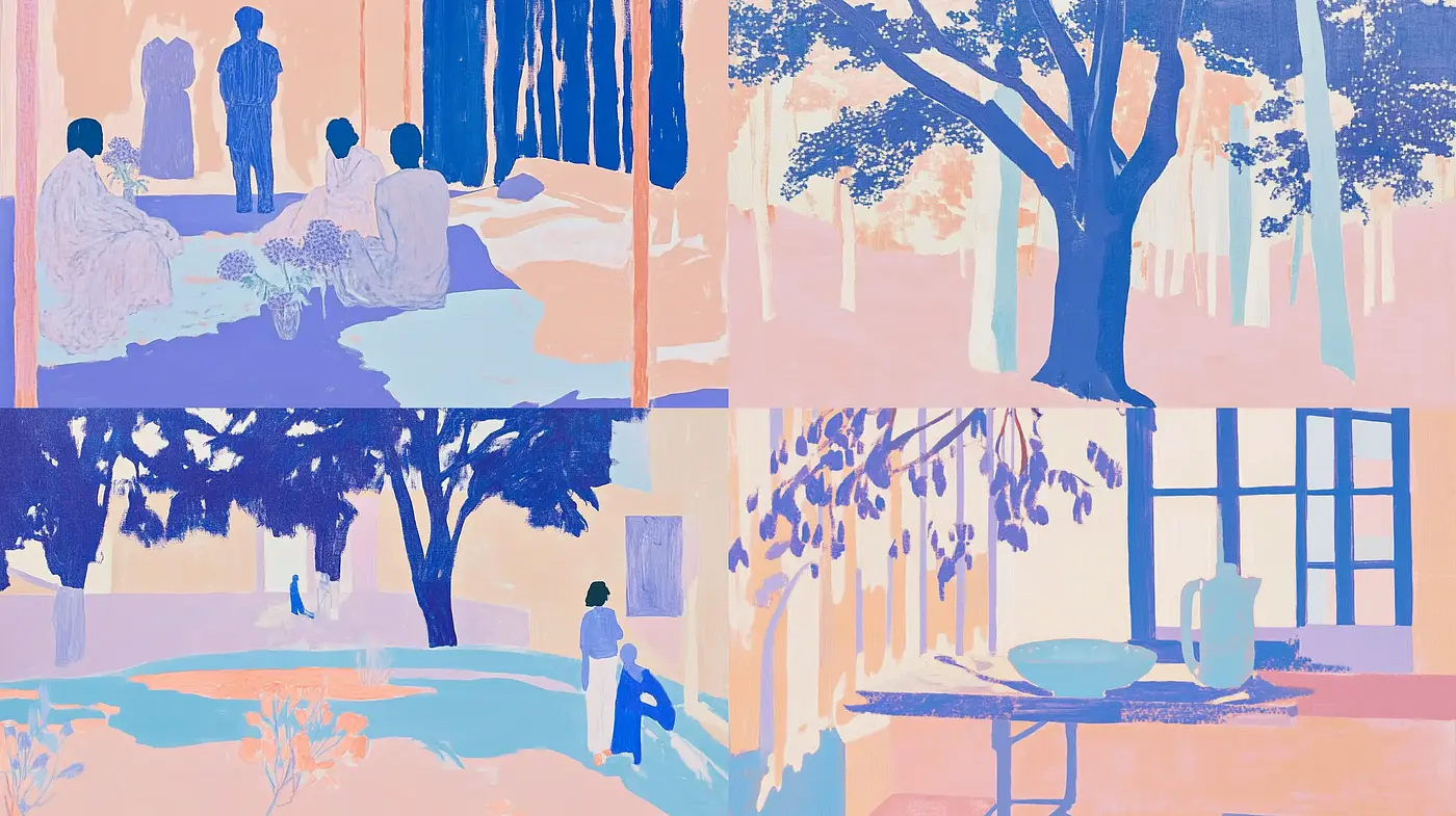 Pastel Serenity: A Tranquil Exploration in Muted Tones and Simplified Forms - Midjourney sref style