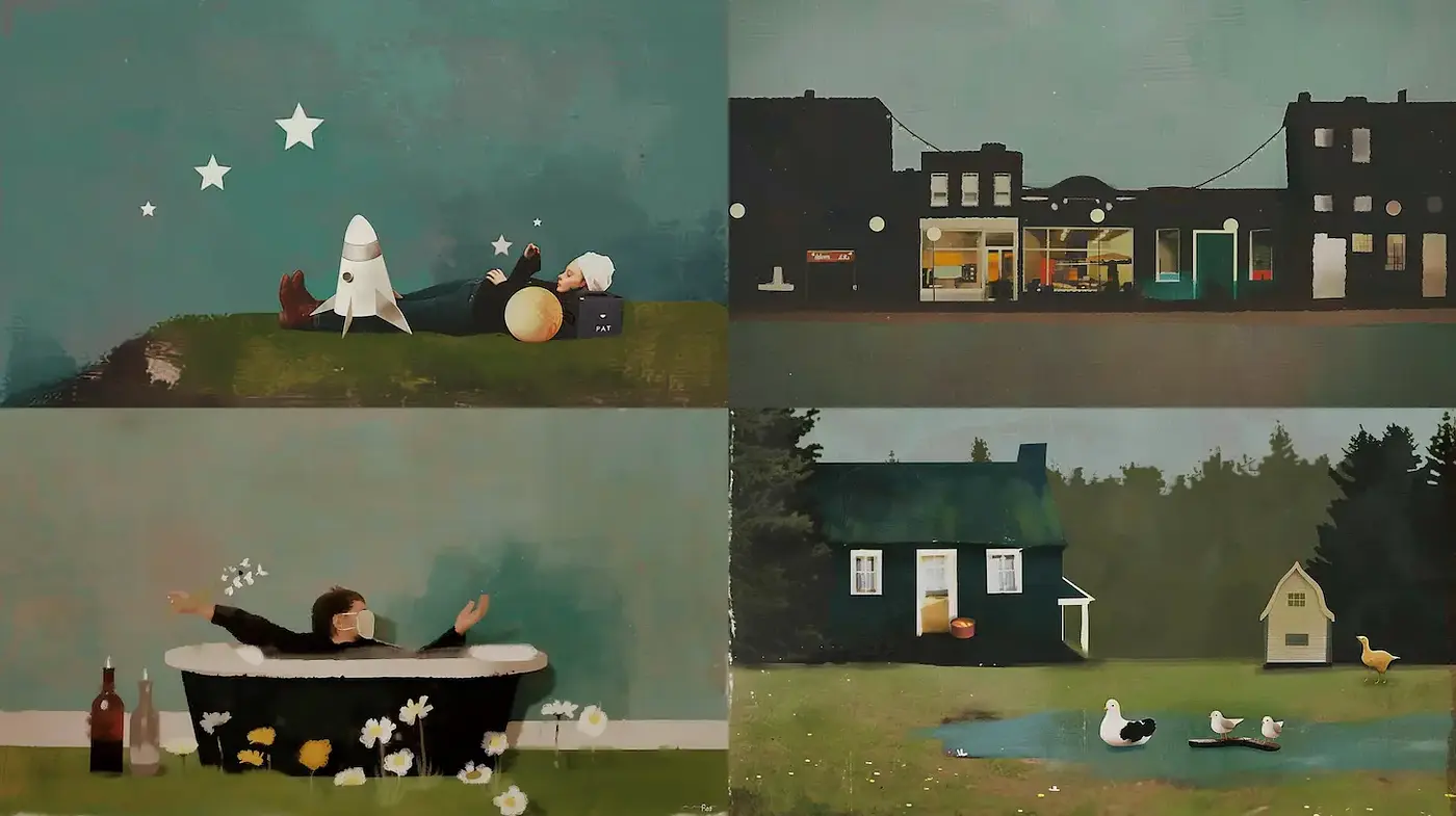 Whimsical and Nostalgic Illustrations with a Retro Flair - Midjourney sref style