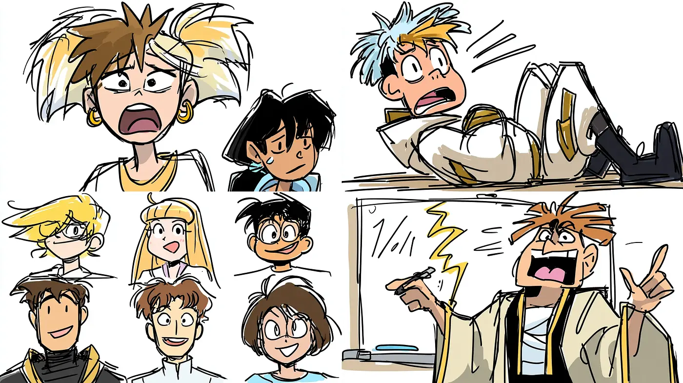 Dynamic and Expressive Cartoon Illustrations with a Playful Vibe - Midjourney sref style