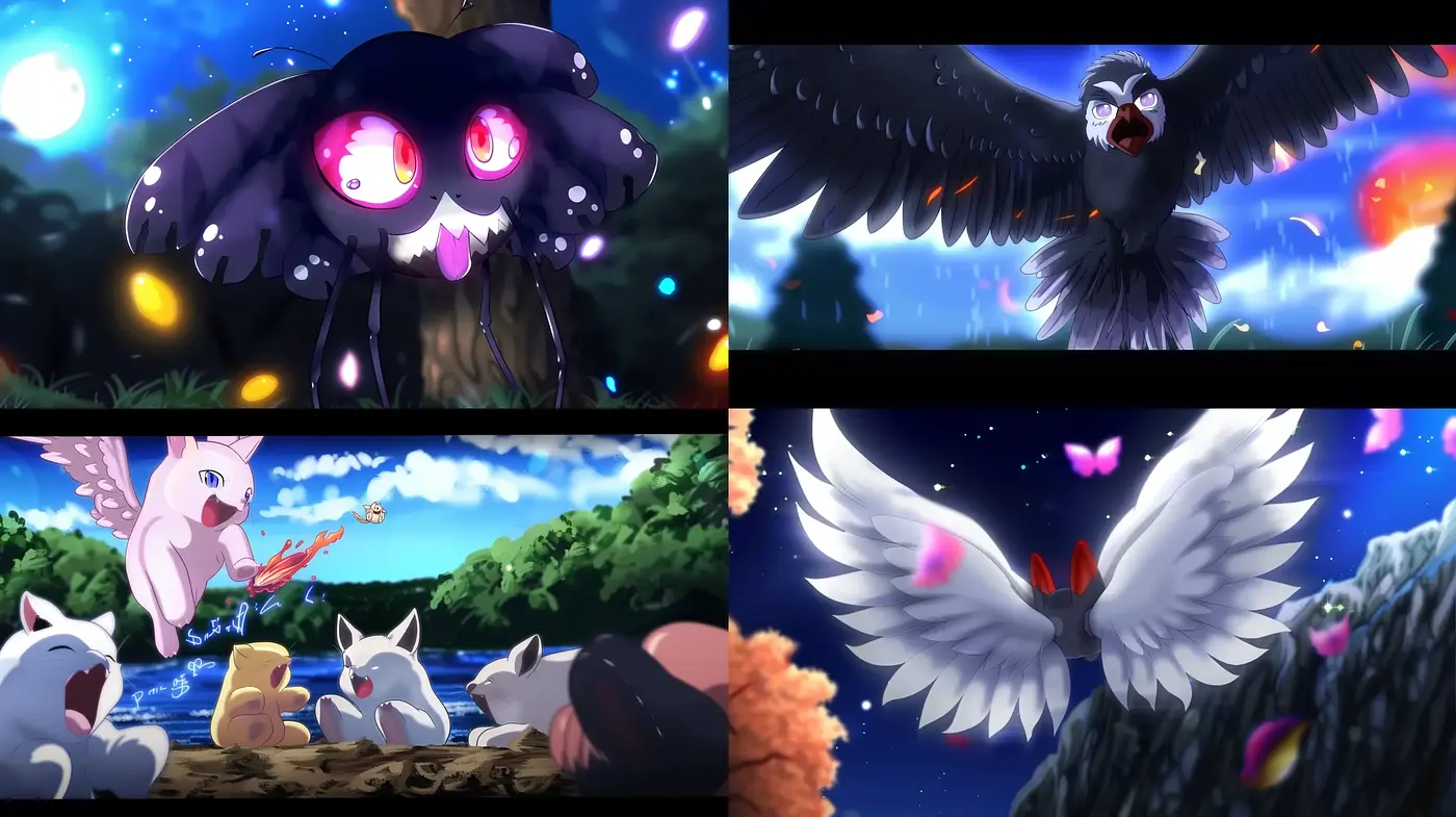 Luminous Anime-Inspired Vignettes with Majestic Winged Creatures - Midjourney sref style