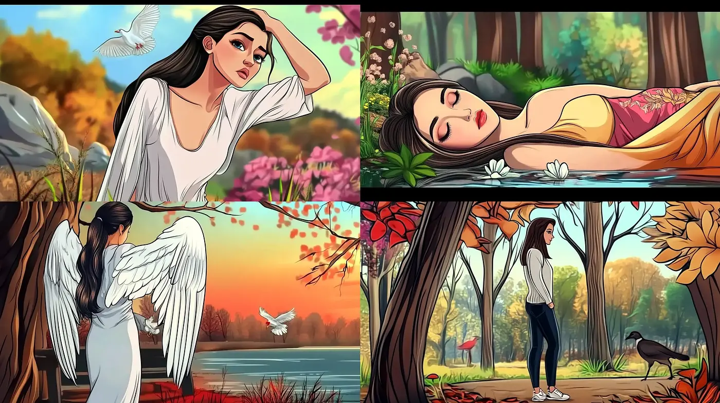 Serene Nature Embrace with a Vibrant Digital Illustration Flair - Midjourney sref style
