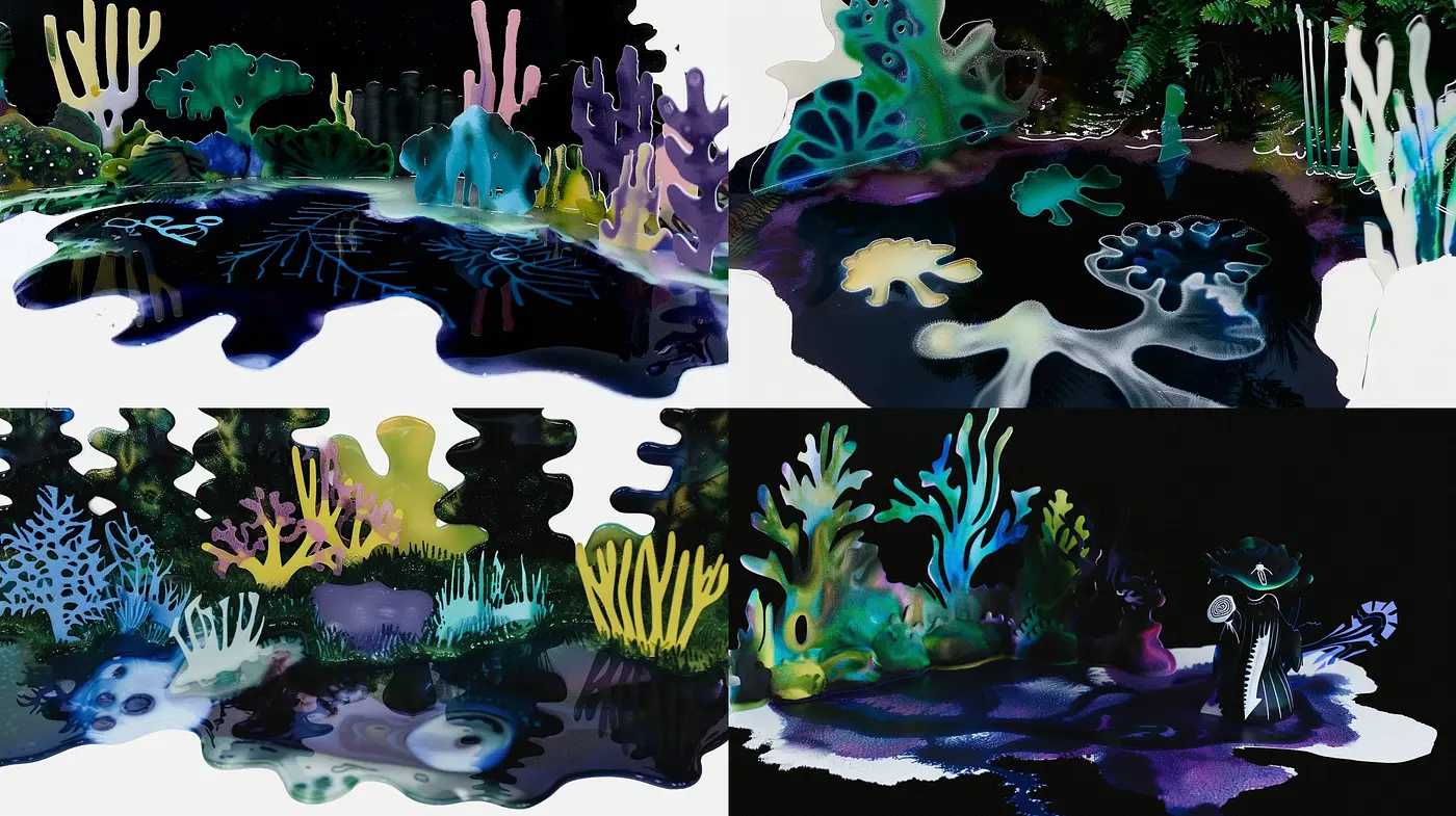Ethereal Underwater Dreamscape: A Fusion of Surreal Mystique and Chromatic Fluidity - Midjourney sref style
