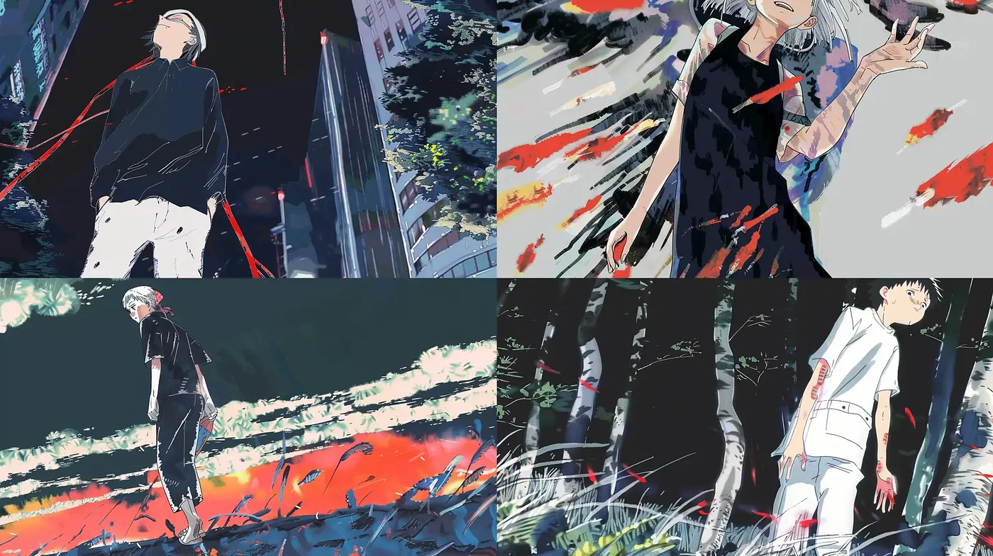 Energetic Brushstrokes in Urban Anime Aesthetics - Midjourney sref style