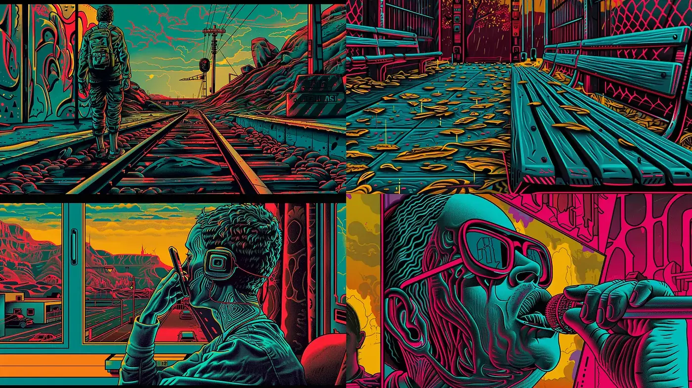 Vibrant and Stylized Exploration of Modern Life - Midjourney sref style