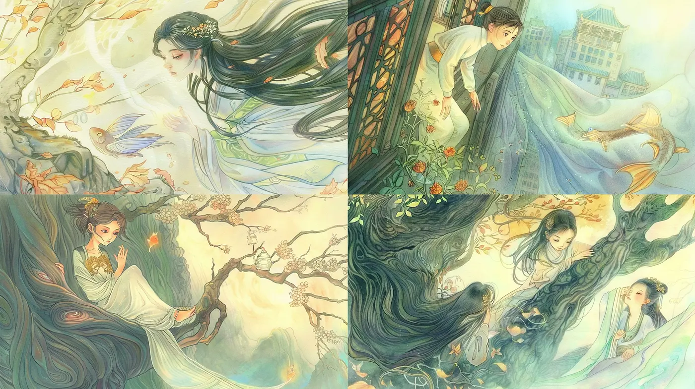 Ethereal Elegance: A Harmonious Blend of Whimsical Fantasy and Traditional Asian Aesthetics - Midjourney sref style