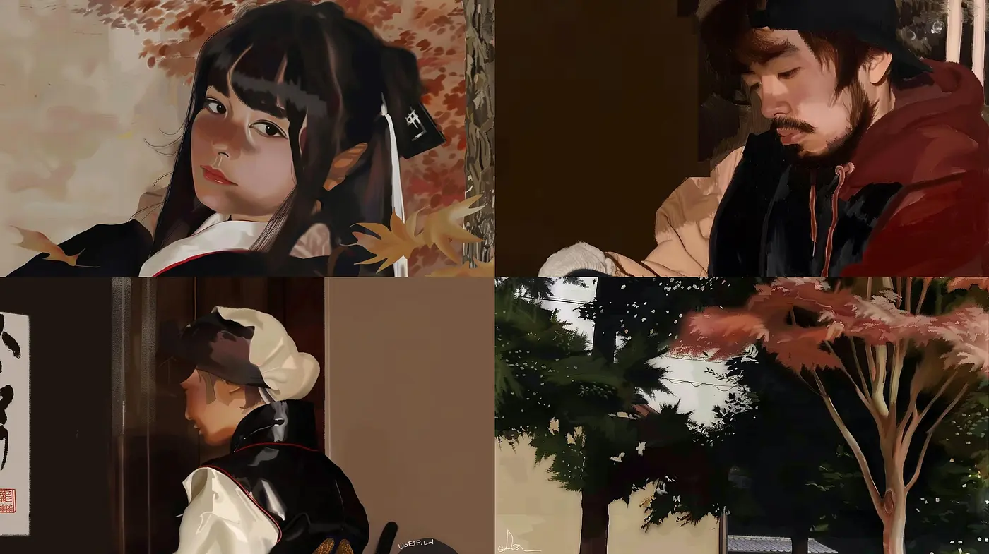Consistent Tonal Harmony in Stylized Portraiture and Landscapes - Midjourney sref style