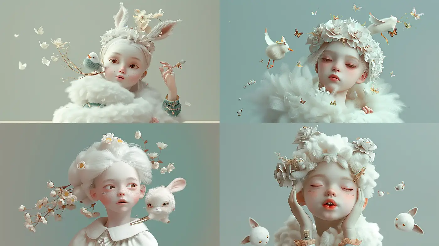 Ethereal Whimsy: A Dreamlike Pastel Menagerie in Digital Art - Midjourney sref style