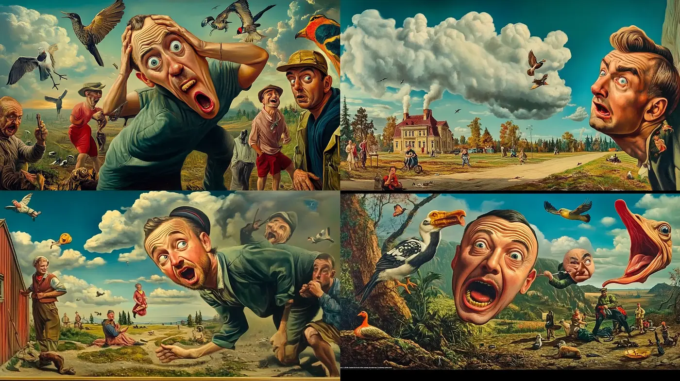 Surreal Comic Reality with Fine Art Sensibilities - Midjourney sref style