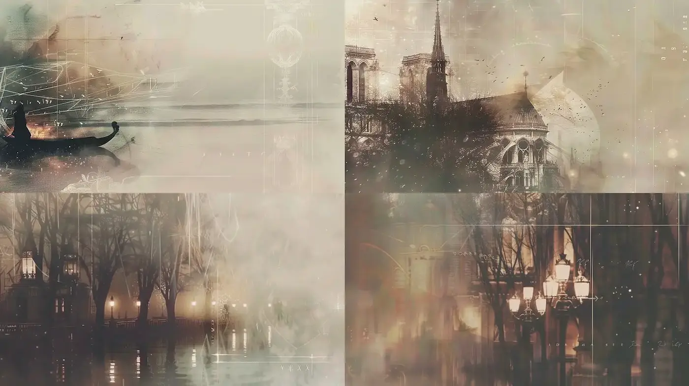Ethereal Urban Dreamscape with a Vintage Touch - Midjourney sref style
