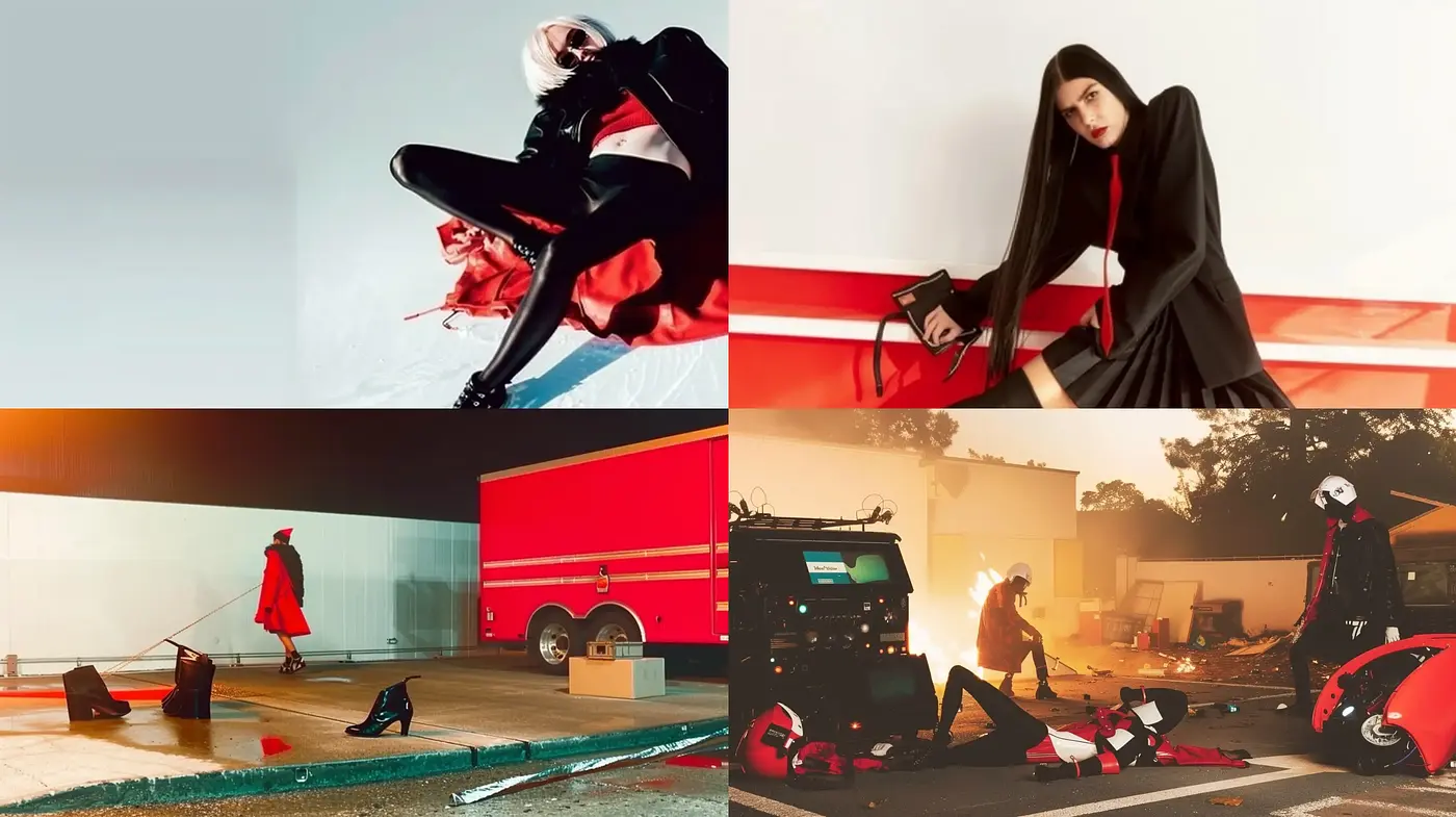 Contemporary Contrast with a Red and Black Dynamic - Midjourney sref style