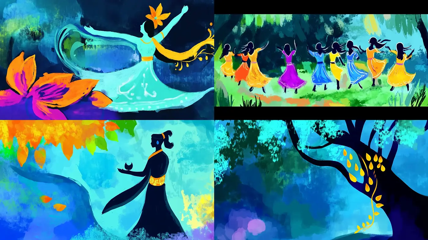 Ethereal Whimsy in Chromatic Blues: A Dance of Fantasy and Nature - Midjourney sref style