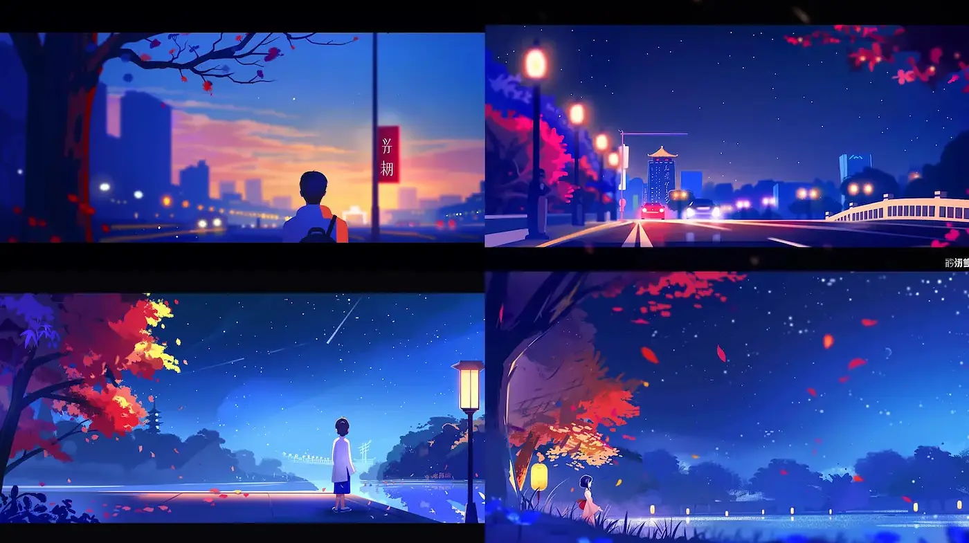 Consistent Visual Aesthetic Featuring Colorful Nightscapes - Midjourney sref style