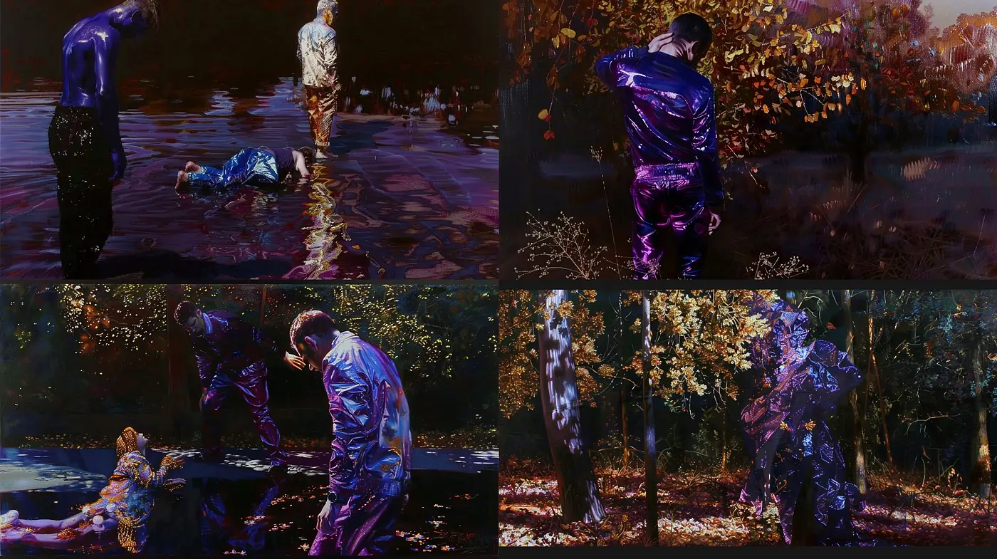 Mystic Twilight Reverie: A Dance of Shadows and Hues in Abstract Expressionism - Midjourney sref style