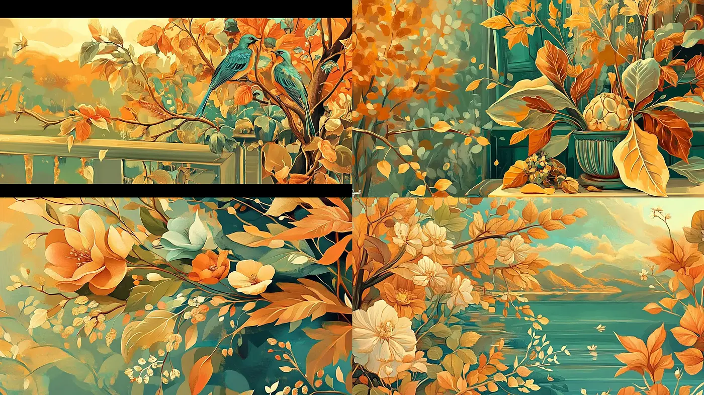 Autumnal Serenity in Stylized Botanical Artistry - Midjourney sref style
