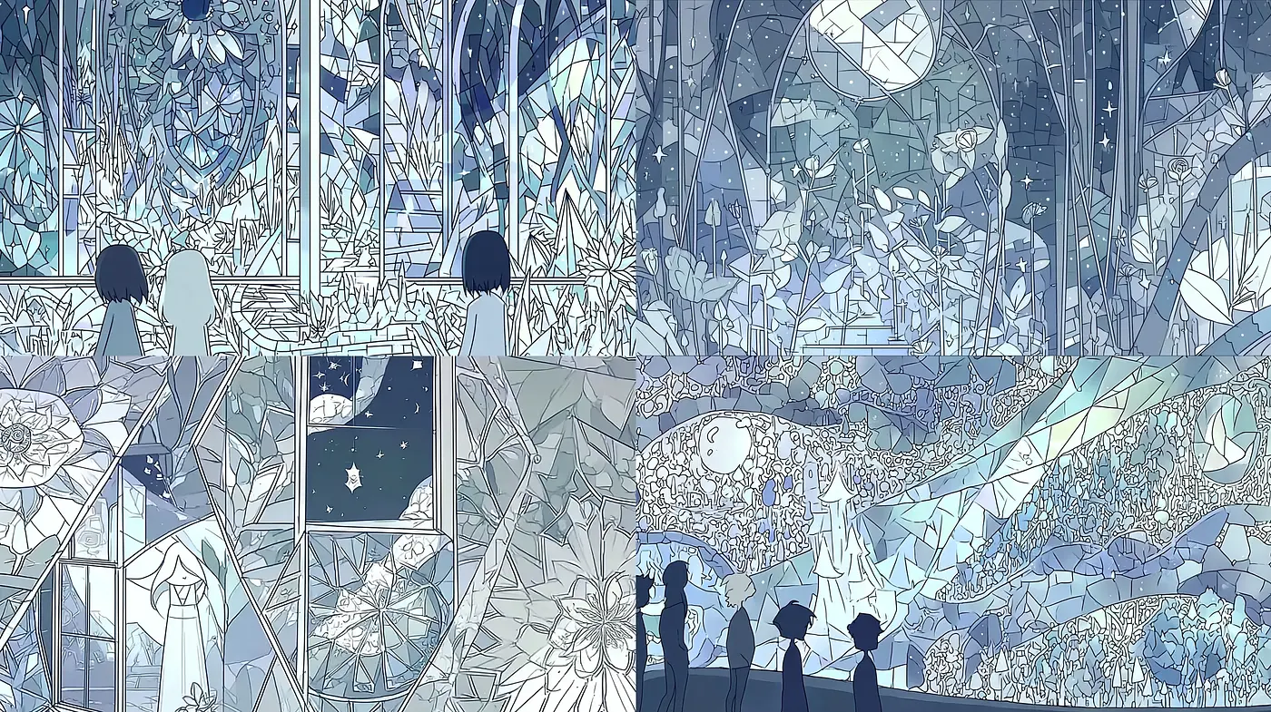 Dreamlike and Ethereal Art with Geometric Patterns and Shimmering Textures - Midjourney sref style