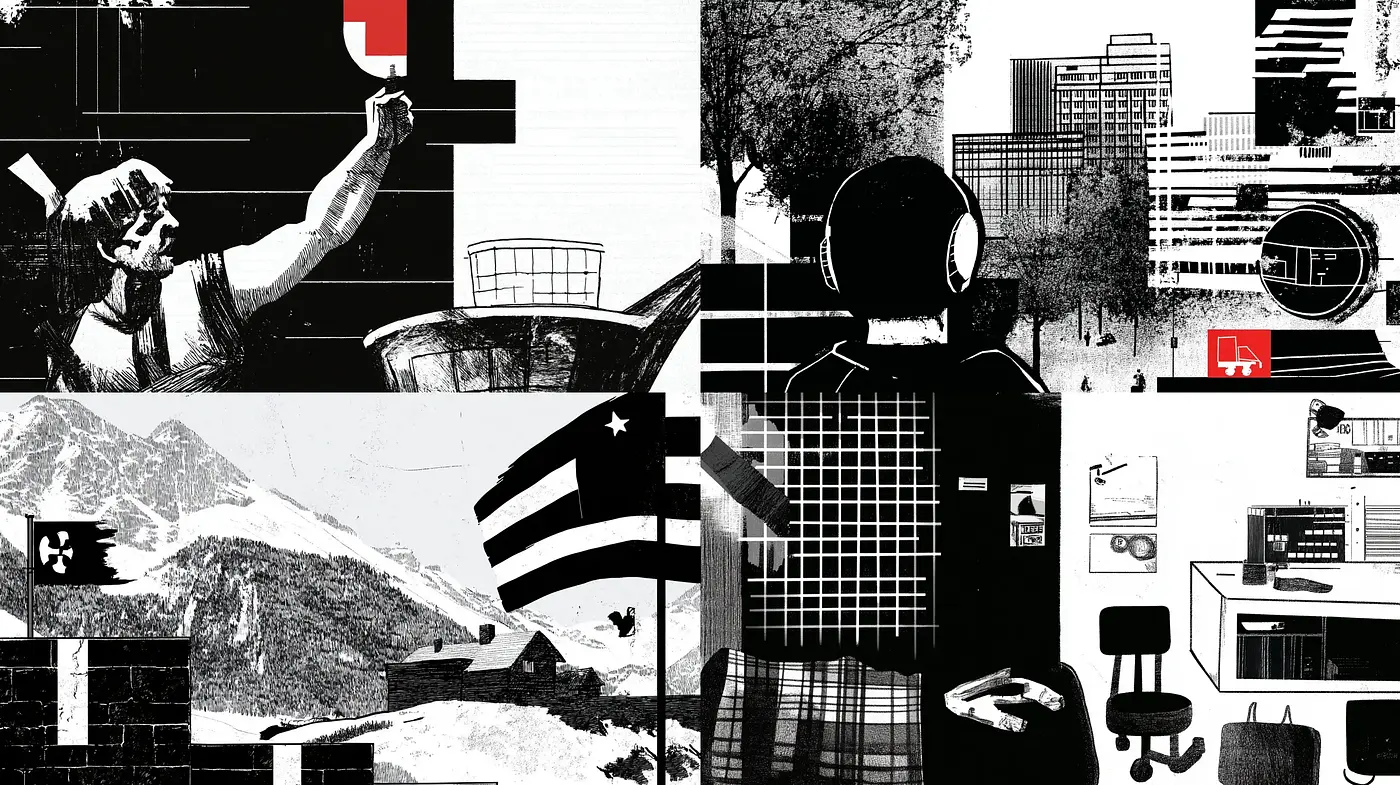 Monochromatic Graphic Novel Aesthetic with Geometric Emphasis - Midjourney sref style