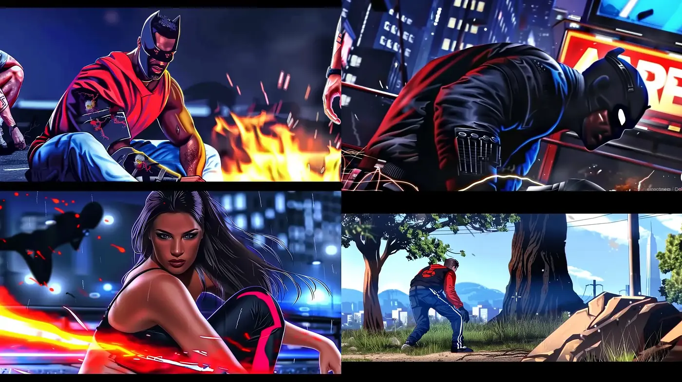 Dynamic Comic Book Heroism: A Vivid and Expressive Visual Narrative - Midjourney sref style