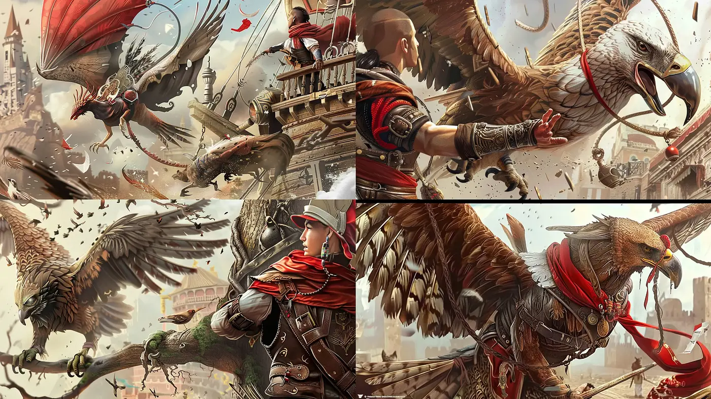 Epic Saga of Feathered Companions: A Dynamic and Detailed Adventure Aesthetic - Midjourney sref style