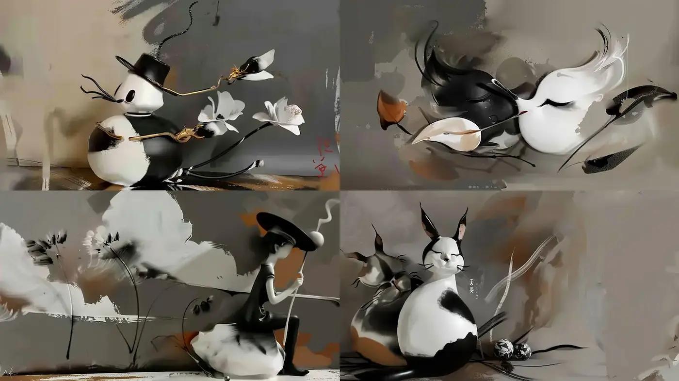 Whimsical and Dreamlike Characterizations in Monochrome and Earthy Tones - Midjourney sref style