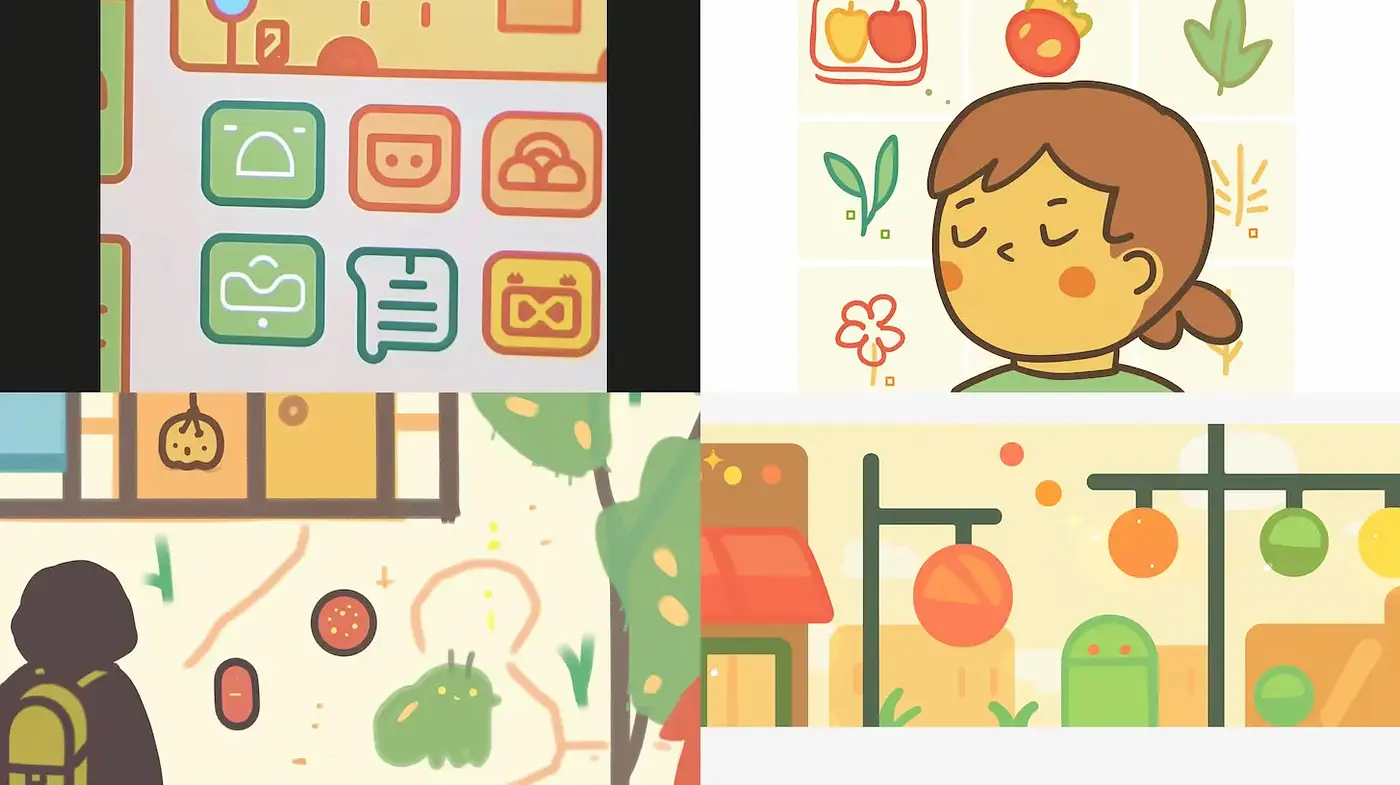 Playful and Whimsical Illustrative Style with a Soft Color Palette - Midjourney sref style