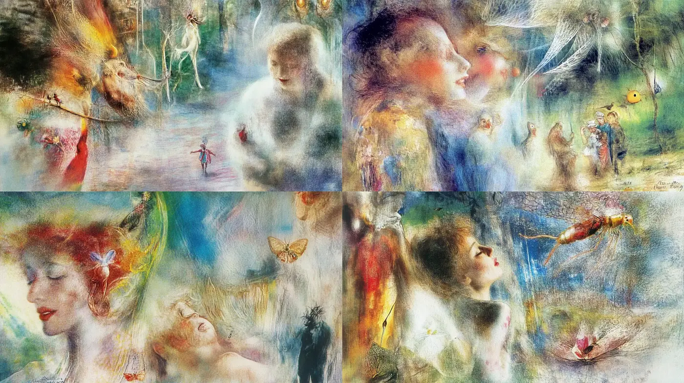 Whimsical Impressionist Reverie with Ethereal Overtones - Midjourney sref style