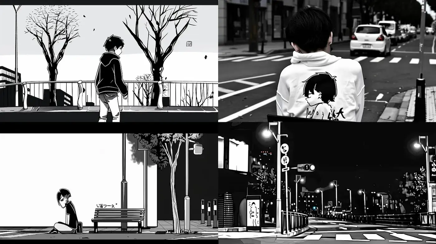 Stylized Urban Scenes with a Melancholic Aesthetic - Midjourney sref style
