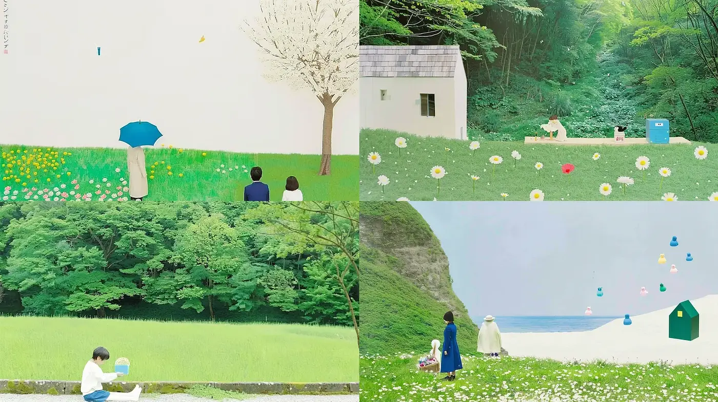 Serene Landscapes with Minimalist Aesthetic and Pastel Tones - Midjourney sref style